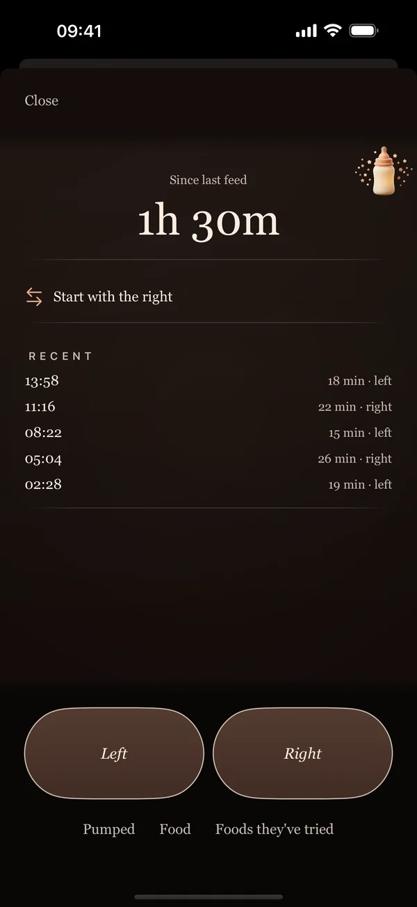 Nanela feed timer at night